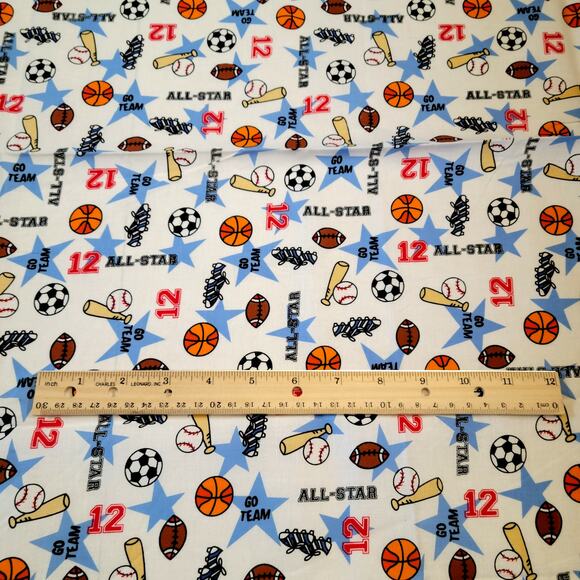 Cotton Fabric All Star Sports Balls Megaphone 28x43” Joann Fabrics Football - Picture 5 of 7